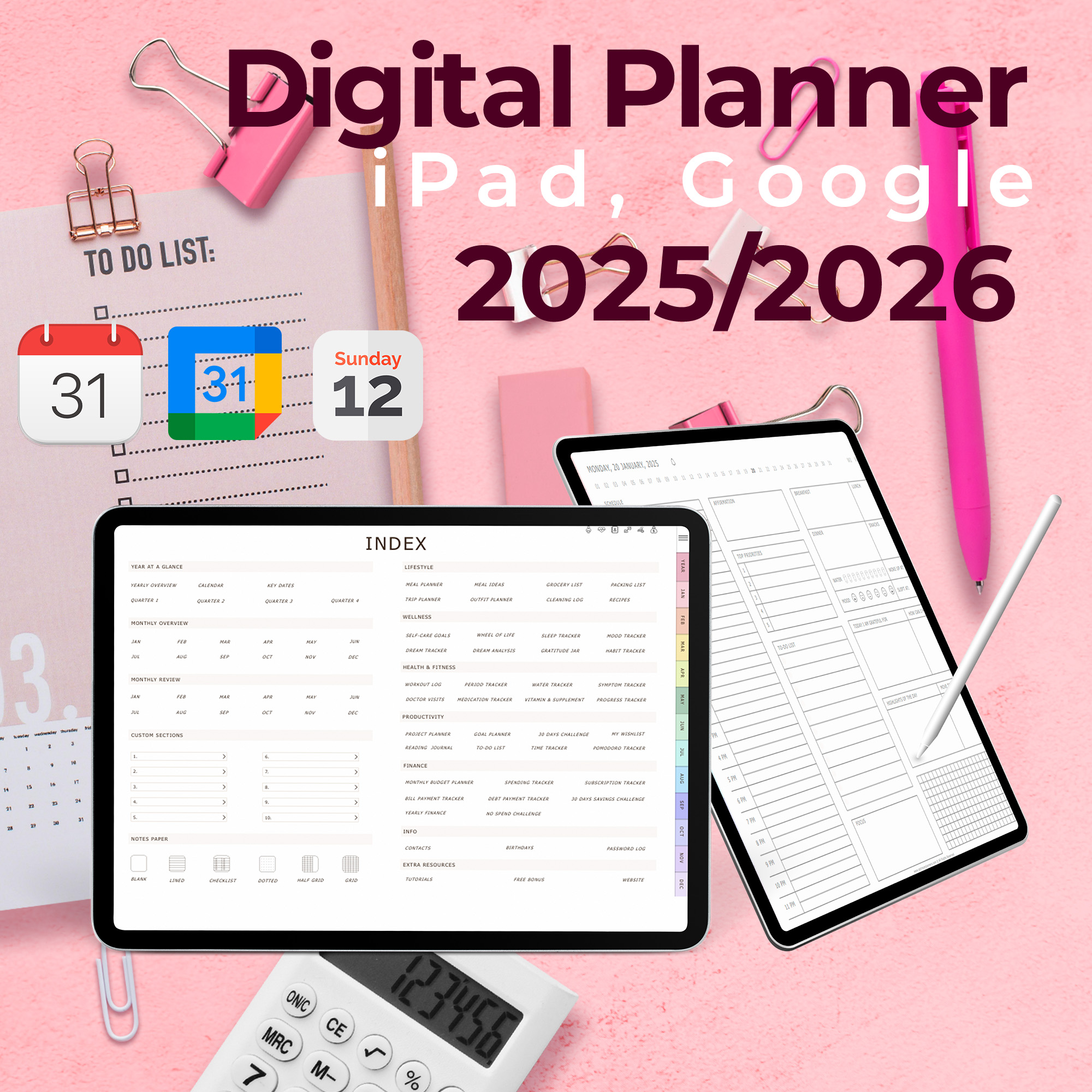 Digital Planner 2025, 2026 & iPad, Google - PlannerVerse