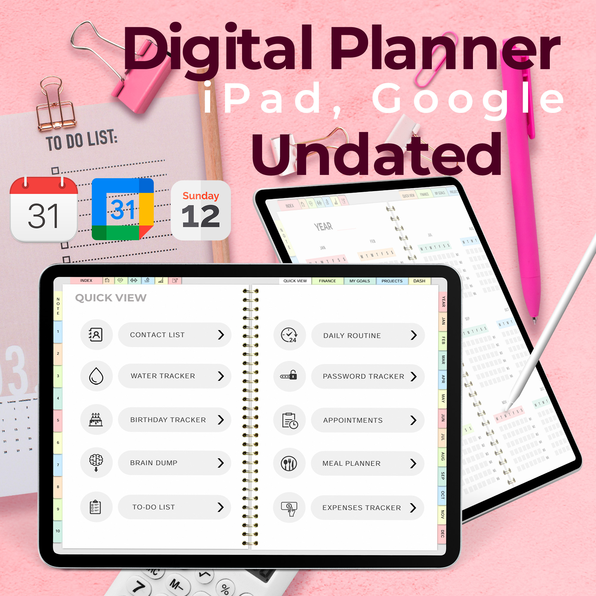 Digital Planner Undated - PlannerVerse